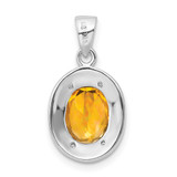 Sterling Silver Rhodium-plated Citrine & Diamond Pendant - QD-7D5FB348-3357