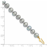 14k 6-7mm Grey Near Round Freshwater Cultured Pearl 7.5 inch Bracelet