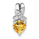 Sterling Silver Rhodium-plated Citrine and Diamond Pendant - PM-1FBC7D0B-1243