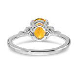 Sterling Silver Rhodium-plated Citrine and Diamond Ring - RM-43792362-8088