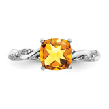 Sterling Silver Rhodium-plated Citrine and Diamond Ring - RM-6298CD9E-3875