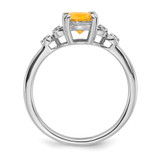 Sterling Silver Rhodium-plated Citrine and Diamond Ring - RM-7F376121-8604
