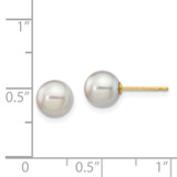 14k 6-7mm Grey Round Akoya Saltwater Cultured Pearl Post Earrings