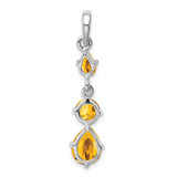 Sterling Silver Rhodium-plated Citrine Pendant - QP-9D2D83AF-7780