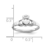 Sterling Silver Rhodium-plated Claddagh Ring - QR-DB092CD4-7886