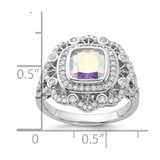 Sterling Silver Rhodium-plated Clear and Iridescent CZ Ring - QR-1146FBBB-4598