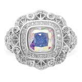 Sterling Silver Rhodium-plated Clear and Iridescent CZ Ring - QR-1174AAB0-4011