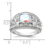 Sterling Silver Rhodium-plated Clear and Iridescent CZ Ring - QR-CC05C7F9-9945