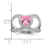 Sterling Silver Rhodium-plated Clear and Pink CZ Heart Ring - QR-E8E2FCA9-5619