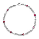 Sterling Silver Rhodium-plated Composite Ruby and Diamond Bracelet - QX-92BCCA67-6665