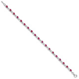 Sterling Silver Rhodium-plated Composite Ruby and Diamond Bracelet - QX-971F792C-5593