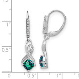 Sterling Silver Rhodium-plated Created Alexandrite and Diamond Earrings - EM-19922FAC-1168