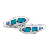 Sterling Silver Rhodium-plated Created Blue Opal Dolphins Ring - QR-95961758-7821