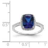 Sterling Silver Rhodium-plated Created Blue Sapphire and CZ Ring - QR-46A15FC6-5892