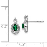Sterling Silver Rhodium-plated Created Emerald & Diam. Earrings - QB-F889CA07-3545