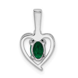 Sterling Silver Rhodium-plated Created Emerald & Diam. Pendant - QB-F7D60361-8102