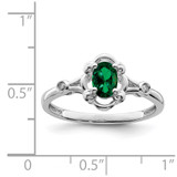 Sterling Silver Rhodium-plated Created Emerald & Diam. Ring - QB-2F289101-7509