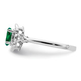 Sterling Silver Rhodium-plated Created Emerald & Diam. Ring - QB-2F289101-7509