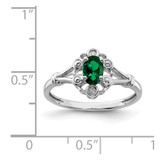 Sterling Silver Rhodium-plated Created Emerald & Diam. Ring - QB-3473C1D4-8637