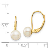 14K 6-7mm White Button Freshwater Cultured Pearl Leverback Earrings - XF-8CBAA2A8-9607