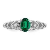Sterling Silver Rhodium-plated Created Emerald & Diam. Ring - QB-6996ACBD-6878