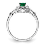 Sterling Silver Rhodium-plated Created Emerald & Diam. Ring - QB-BA157FB2-5712