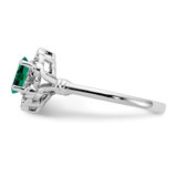 Sterling Silver Rhodium-plated Created Emerald & Diam. Ring - QB-BA157FB2-5712