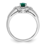 Sterling Silver Rhodium-plated Created Emerald & Diam. Ring - QB-E34F11E3-6996