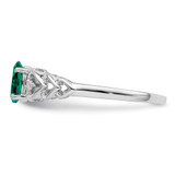 Sterling Silver Rhodium-plated Created Emerald & Diam. Ring - QB-E976DDE4-8635