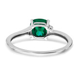Sterling Silver Rhodium-plated Created Emerald and Diamond Ring - RM-17D00A80-3184