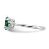 Sterling Silver Rhodium-plated Created Emerald and Diamond Ring - RM-50AA9EF9-3321