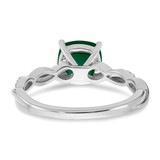 Sterling Silver Rhodium-plated Created Emerald and Diamond Ring - RM-A68B0D03-2374