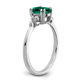 Sterling Silver Rhodium-plated Created Emerald and Diamond Ring - RM-EFEA6026-1844