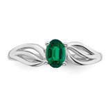 Sterling Silver Rhodium-plated Created Emerald Ring - QB-01303A00-2723