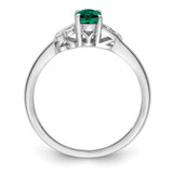 Sterling Silver Rhodium-plated Created Emerald Ring - QB-8A41DD24-6025