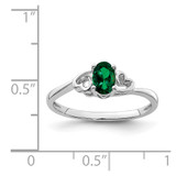 Sterling Silver Rhodium-plated Created Emerald Ring - QB-8F0F946F-9599