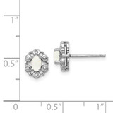 Sterling Silver Rhodium-plated Created Opal & Diam. Earrings - QB-D40350F5-3809