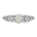 Sterling Silver Rhodium-plated Created Opal & Diam. Ring - QB-05692925-1826