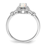 Sterling Silver Rhodium-plated Created Opal & Diam. Ring - QB-41BDC9DC-5684