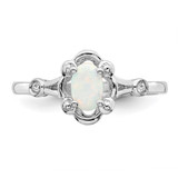 Sterling Silver Rhodium-plated Created Opal & Diam. Ring - QB-7B5CA96A-1622