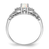 Sterling Silver Rhodium-plated Created Opal & Diam. Ring - QB-FB9734B0-7986