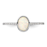 Sterling Silver Rhodium-plated Created Opal and CZ Ring - QR-7E07B152-5308