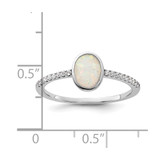 Sterling Silver Rhodium-plated Created Opal and CZ Ring - QR-7E07B152-5308