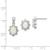 Sterling Silver Rhodium-plated Created Opal Pendant and Earring Set - QS-085241AD-2973