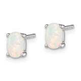 Sterling Silver Rhodium-plated Created Opal Post Earrings - QE-BE80F78E-5303