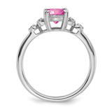 Sterling Silver Rhodium-plated Created Pink Sapphire/Diamond Ring - RM-2319D425-9593