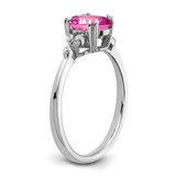 Sterling Silver Rhodium-plated Created Pink Sapphire/Diamond Ring - RM-269A7F3F-2312