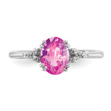 Sterling Silver Rhodium-plated Created Pink Sapphire/Diamond Ring - RM-2E5A34BB-9245