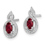 Sterling Silver Rhodium-plated Created Ruby & Diam. Earrings - QB-3CFDDA9D-9409