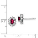 Sterling Silver Rhodium-plated Created Ruby & Diam. Earrings - QB-72B71A6F-2771